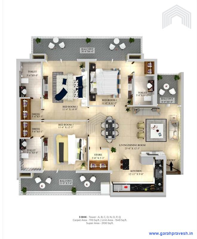 3 BHK Luxury Flat