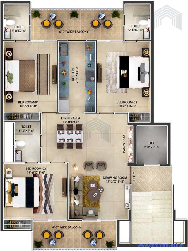 3BHK  Luxury Flats