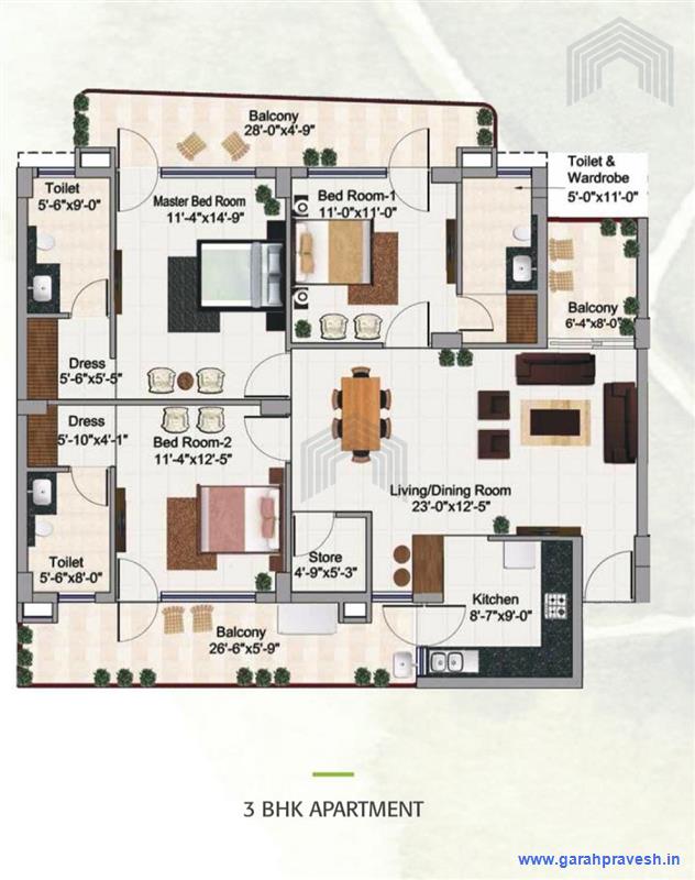 3BHK  Luxury Flats