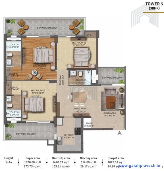 3 BHK Luxury Flat