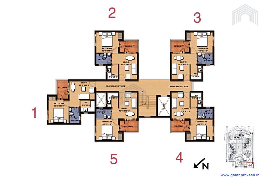 1BHK Flat | Ground+5 Floors