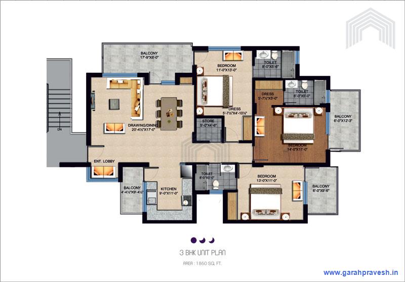 3 BHK Luxury Flat