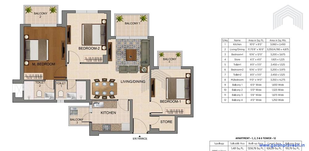 3BHK + Store Luxury Flat