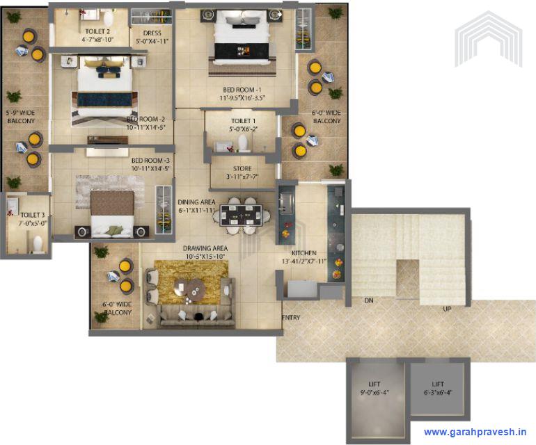 3BHK  Luxury Flats