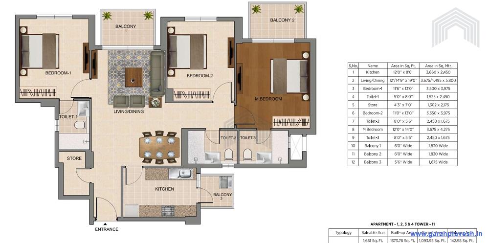 3BHK + Store Luxury Flat