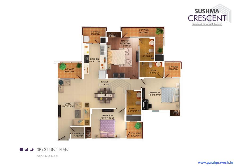 3 BHK Luxury Flat