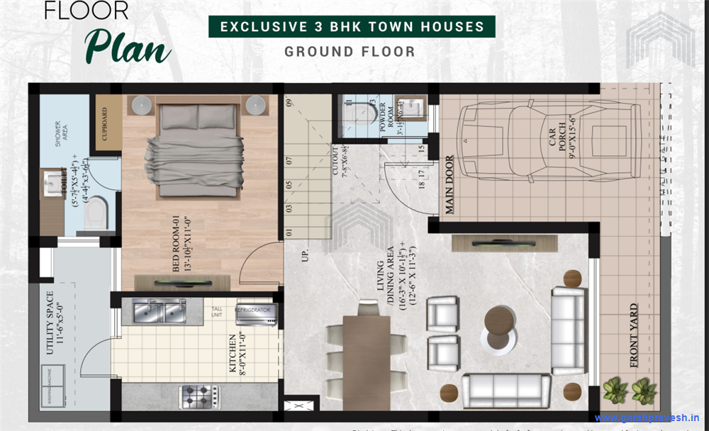 3bhk |2100 Sqft | 116 sq. Gaj