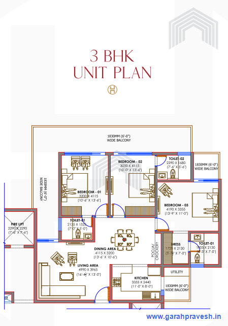 3bhk | 1640-1800 Sqft | 98.40lacs - 1.08 cr