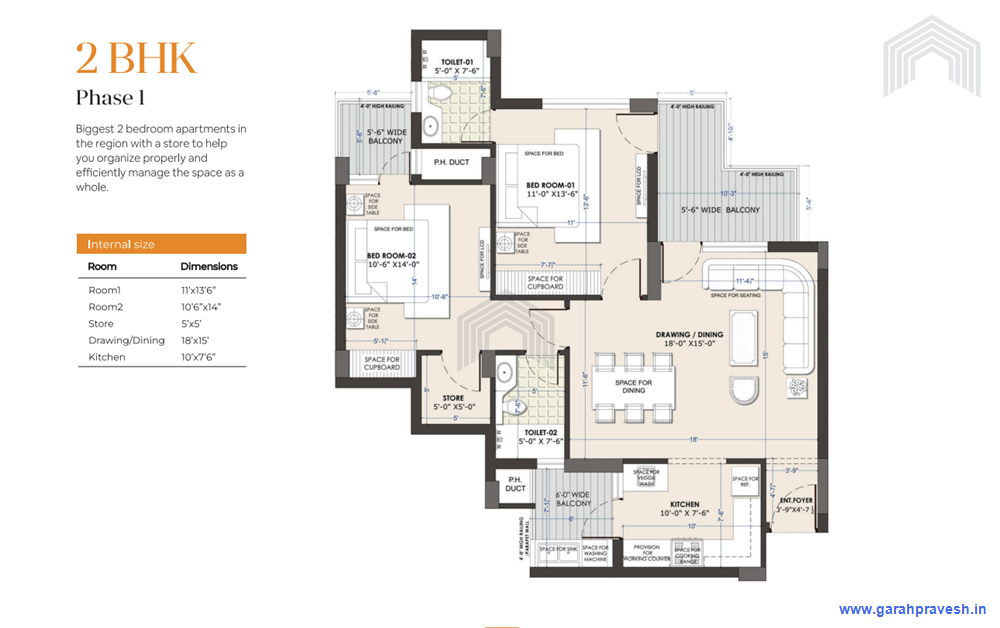 2 BHK + Store Room Luxury Flats
