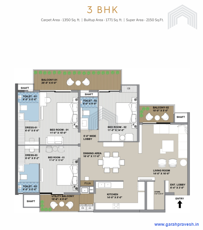 3 BHK | 2150 Sqft |1.84cr 