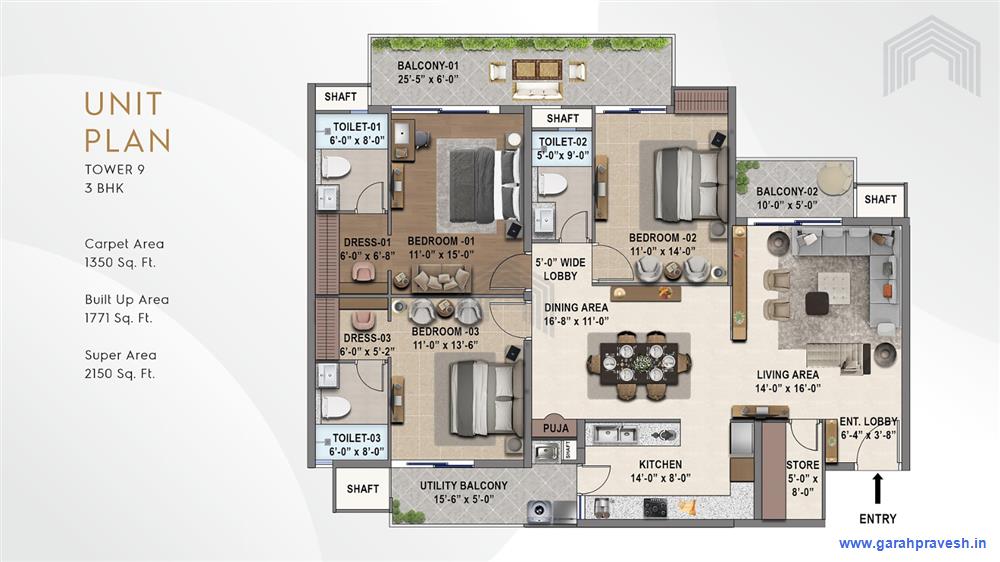 3 BHK | 2150 Sqft |1.84cr 