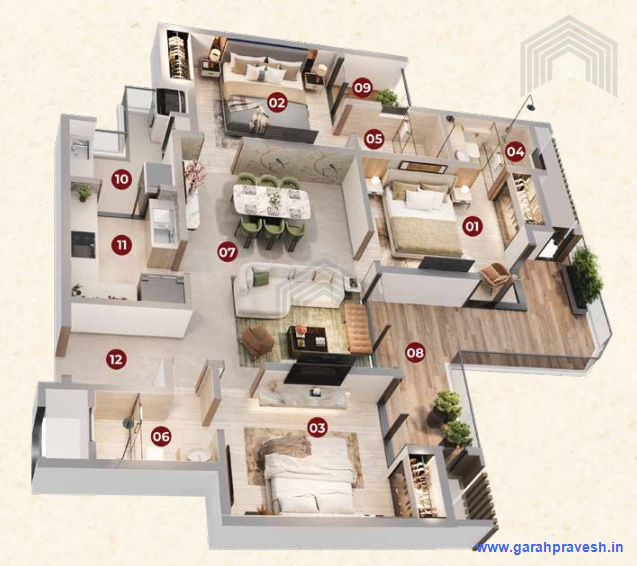 3BHK | 1870 Sq.Ft | 1.40cr